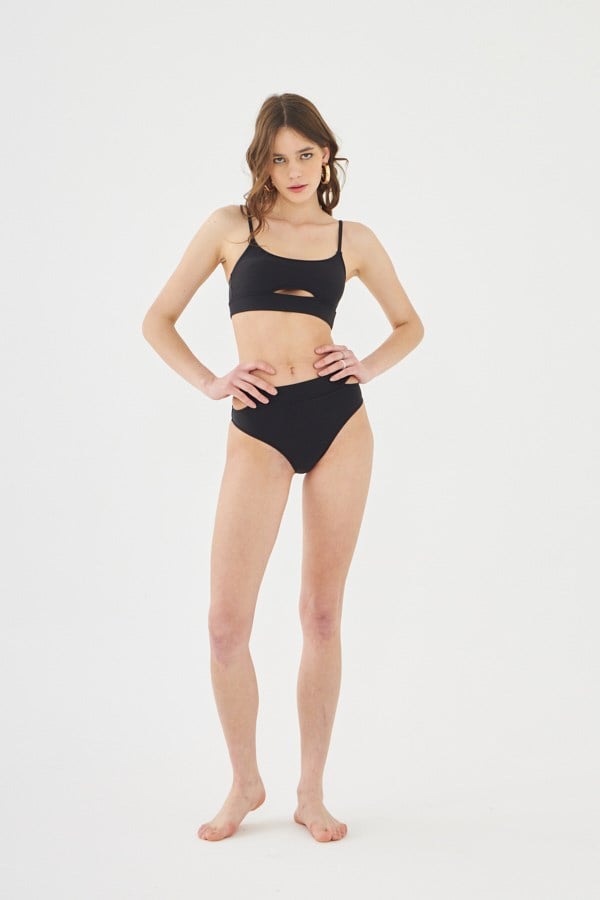 Starinci Mayo Kemerli Bikini Altı Düz Siyah