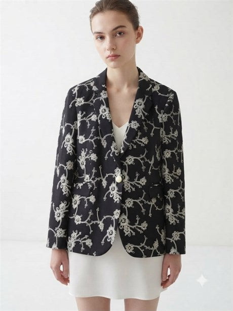 Anne Kız Çocuk %100 Pamuk Çiçek Nakışlı Kadın Blazer Ceket