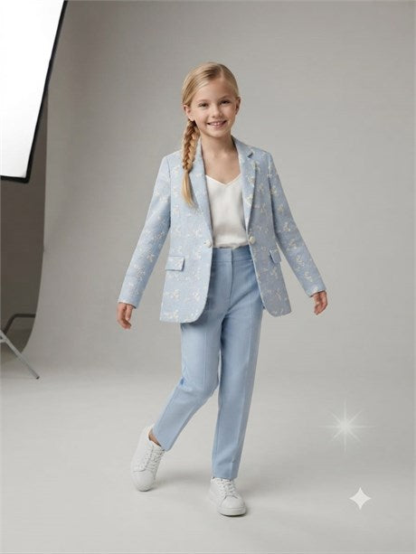 Anne Kız Çocuk %100 Pamuk Çiçek Nakışlı Kadın Blazer Ceket
