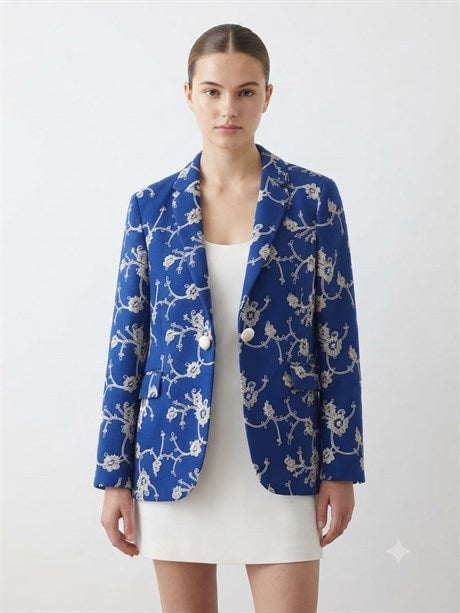 Anne Kız Çocuk %100 Pamuk Çiçek Nakışlı Kadın Blazer Ceket