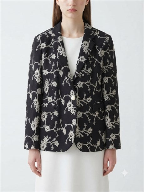 Anne Kız Çocuk %100 Pamuk Çiçek Nakışlı Kadın Blazer Ceket
