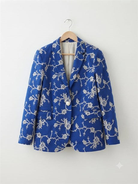 Anne Kız Çocuk %100 Pamuk Çiçek Nakışlı Kadın Blazer Ceket