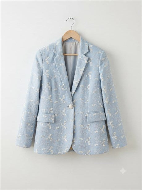 Anne Kız Çocuk %100 Pamuk Çiçek Nakışlı Kadın Blazer Ceket
