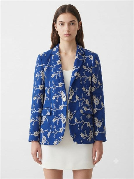 Anne Kız Çocuk %100 Pamuk Çiçek Nakışlı Kadın Blazer Ceket