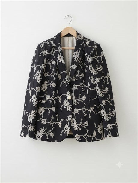Anne Kız Çocuk %100 Pamuk Çiçek Nakışlı Kadın Blazer Ceket