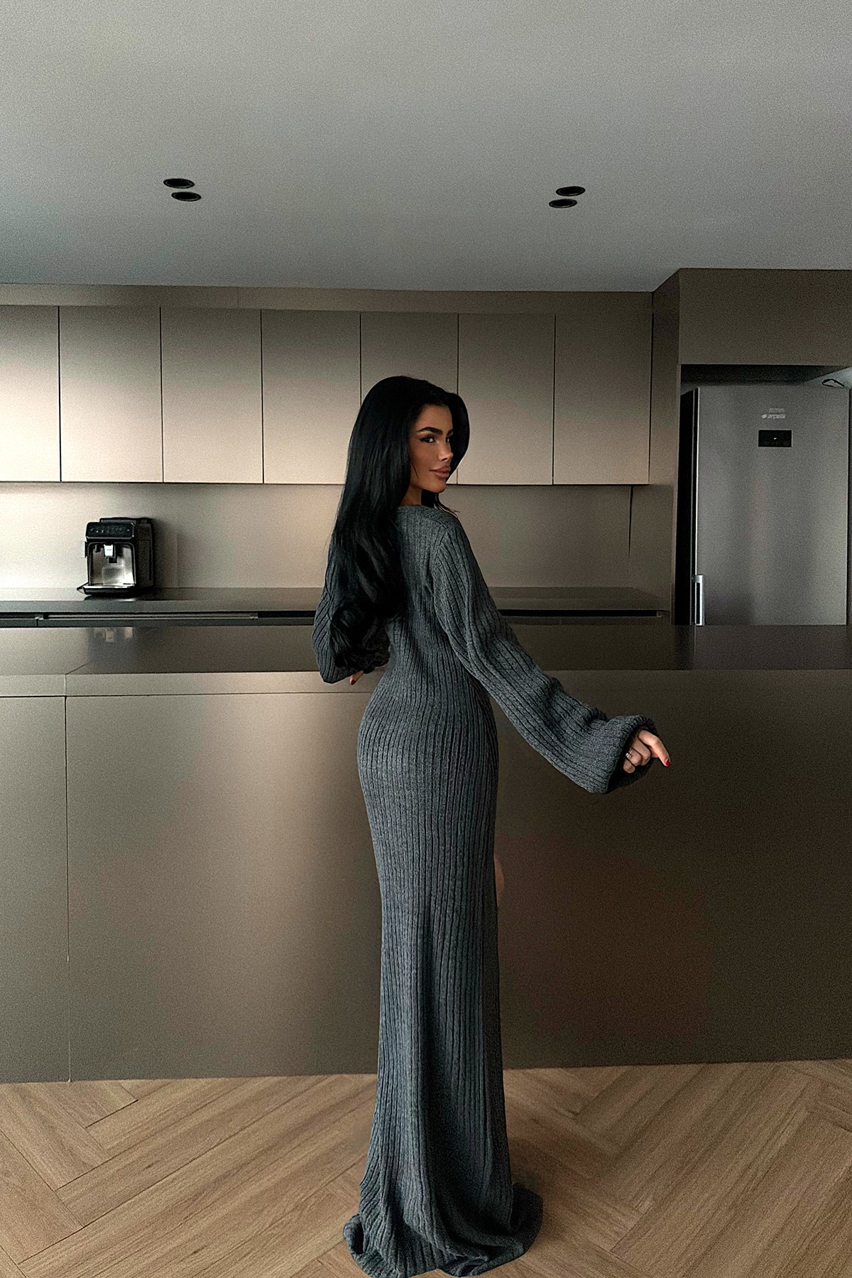 Antrasit Ophelie Triko Elbise ATE-4460