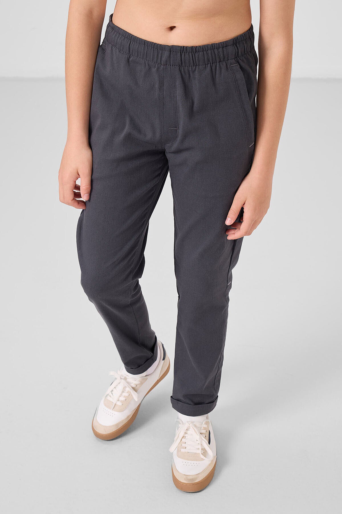 Antrasit Standart Fit Dokuma Hafif Esnek Chino Erkek Çocuk Pantolon - 11272