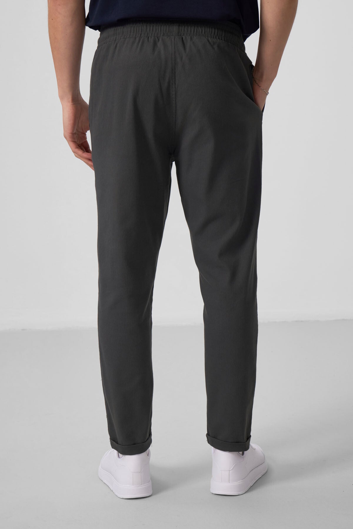 Antrasit Standart Fit Dokuma Hafif Esnek Chino Erkek Pantolon - 82175