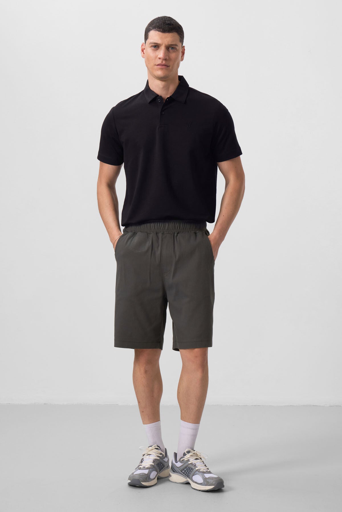 Antrasit Standart Fit Dokuma Hafif Esnek Chino Erkek Şort - 81290
