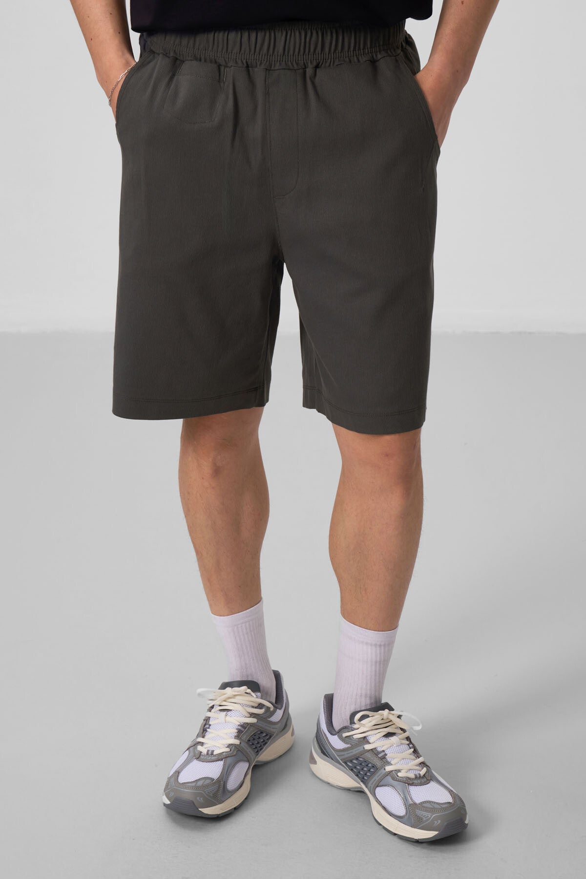 Antrasit Standart Fit Dokuma Hafif Esnek Chino Erkek Şort - 81290