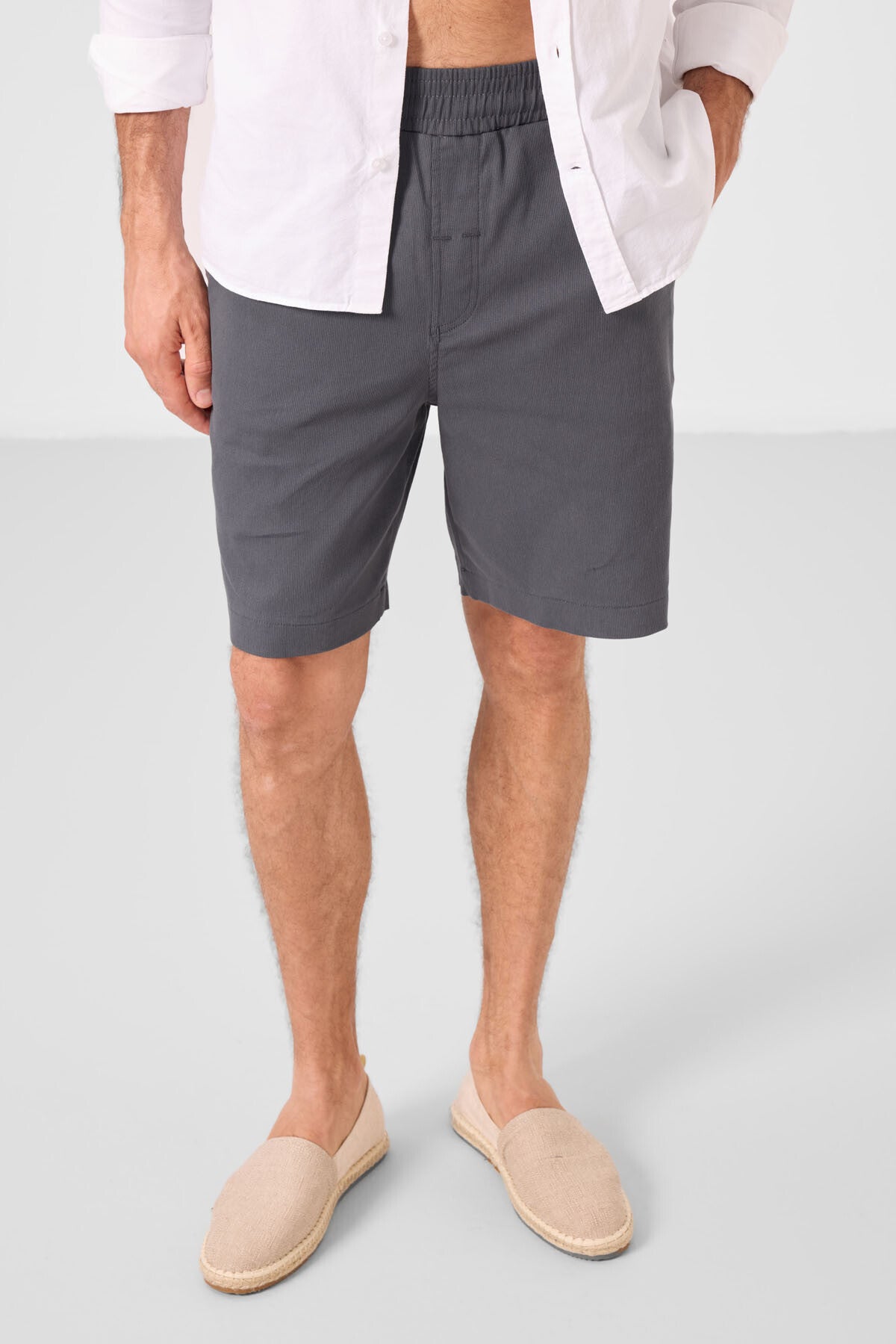 Antrasit Standart Fit Dokuma Hafif Esnek Chino Erkek Şort - 81289