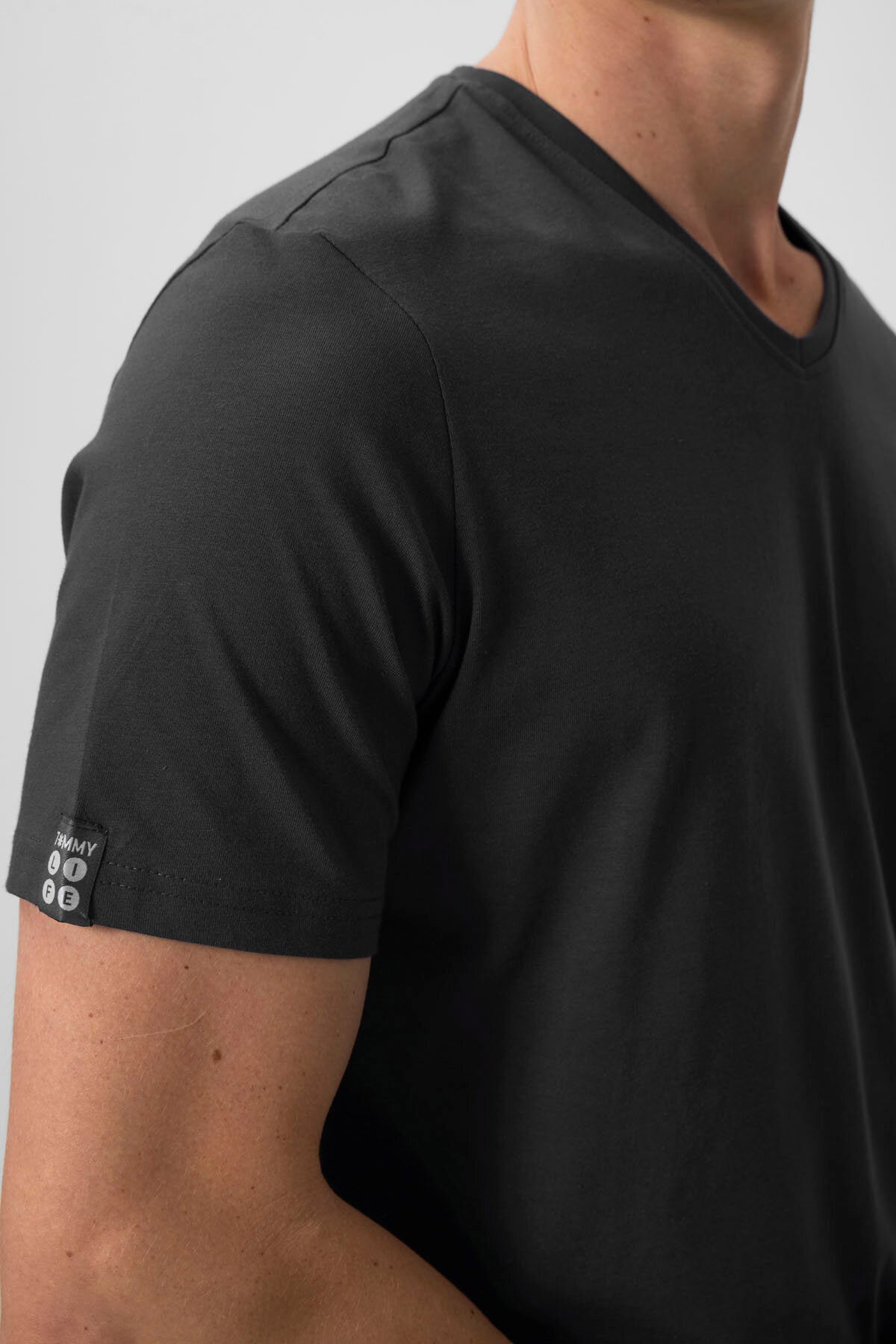 Antrasit Basic Kısa Kol Standart Kalıp V Yaka Erkek T-Shirt - 87912