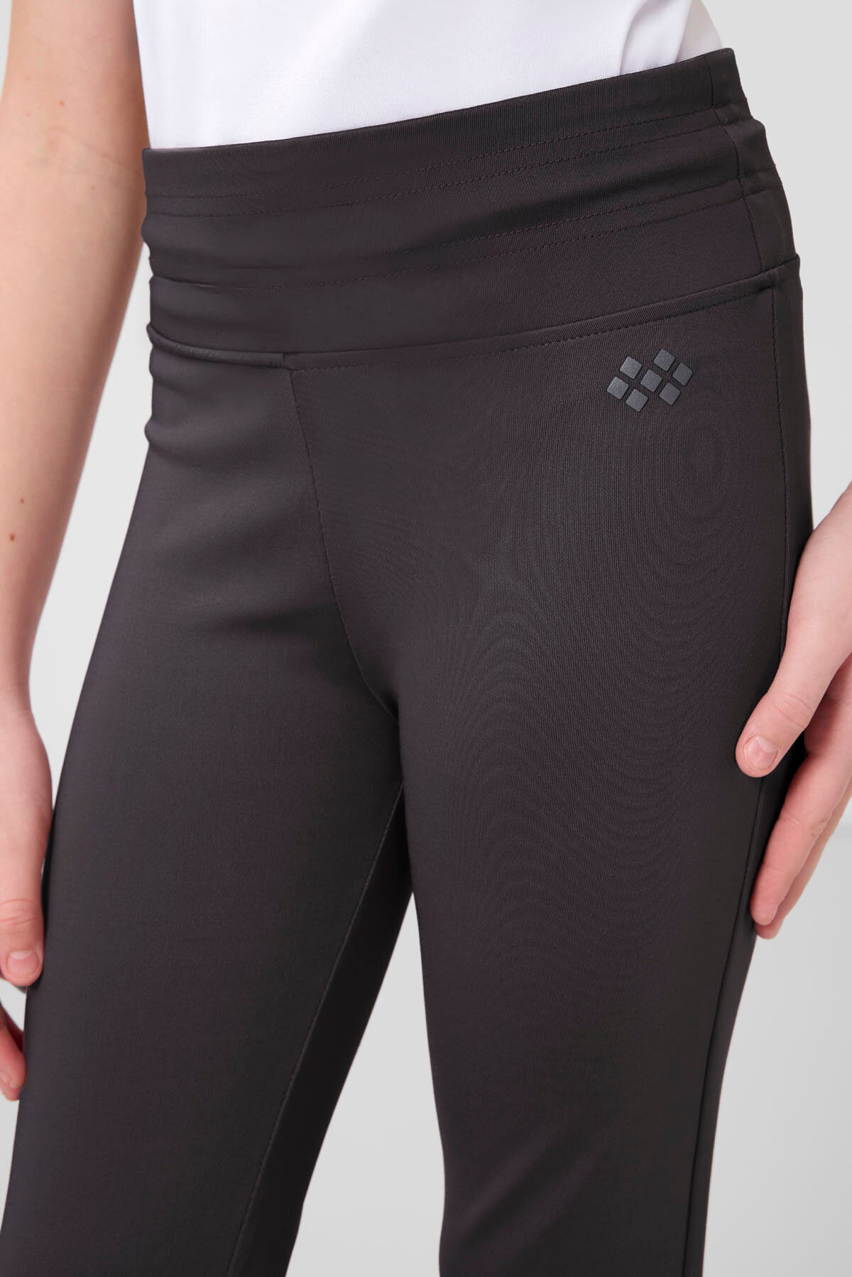 Antrasit Esnek Standart Fit Basic Performans İspanyol Paça Kız Çocuk Tayt - 75193