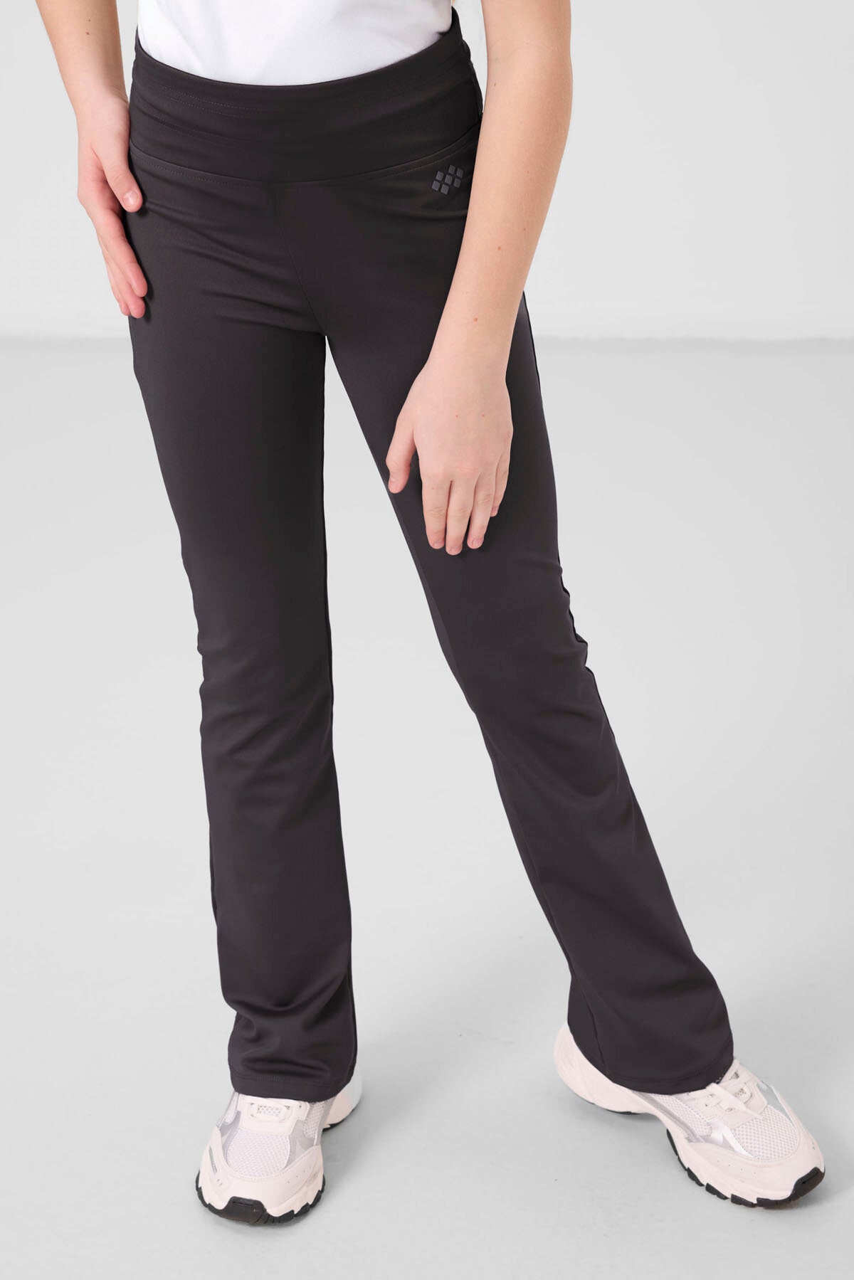 Antrasit Esnek Standart Fit Basic Performans İspanyol Paça Kız Çocuk Tayt - 75193