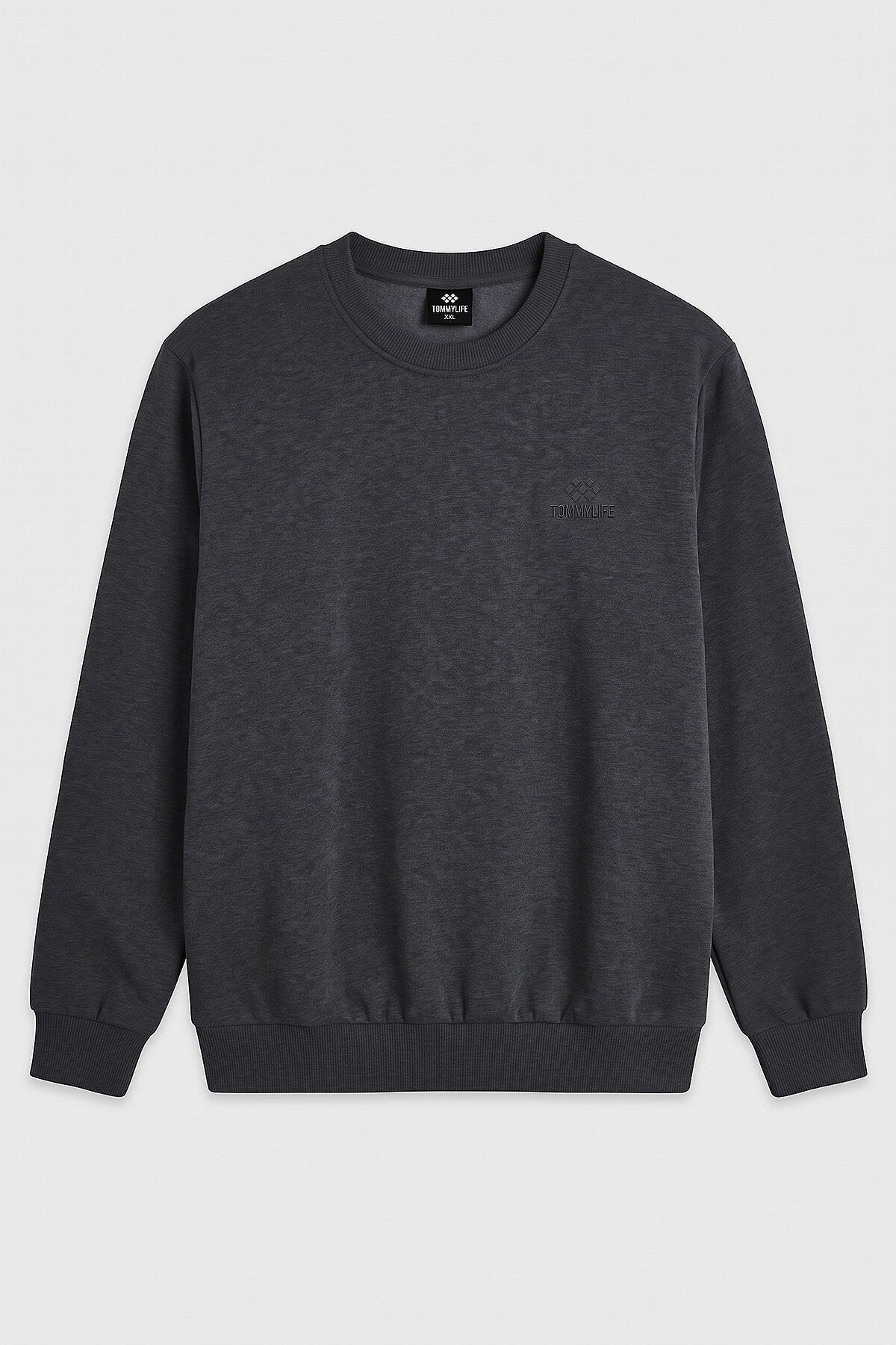 Antrasit Melanj Basic Büyük Beden Erkek Sweatshirt - 88126