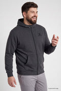 Antrasit Melanj Fermuarlı Büyük Beden Erkek Sweatshirt - 88124