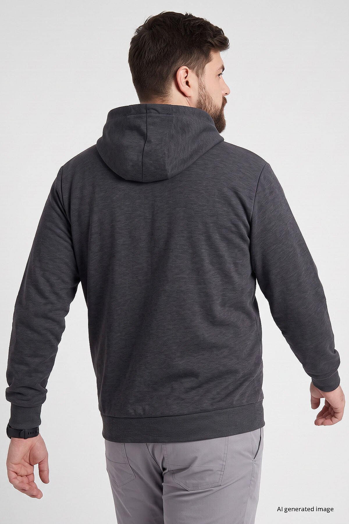 Antrasit Melanj Fermuarlı Büyük Beden Erkek Sweatshirt - 88124