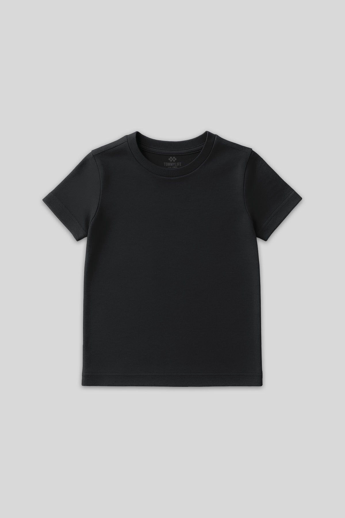Antrasit O Yaka Standart Fit Basic Unisex Çocuk T-Shirt - 11328
