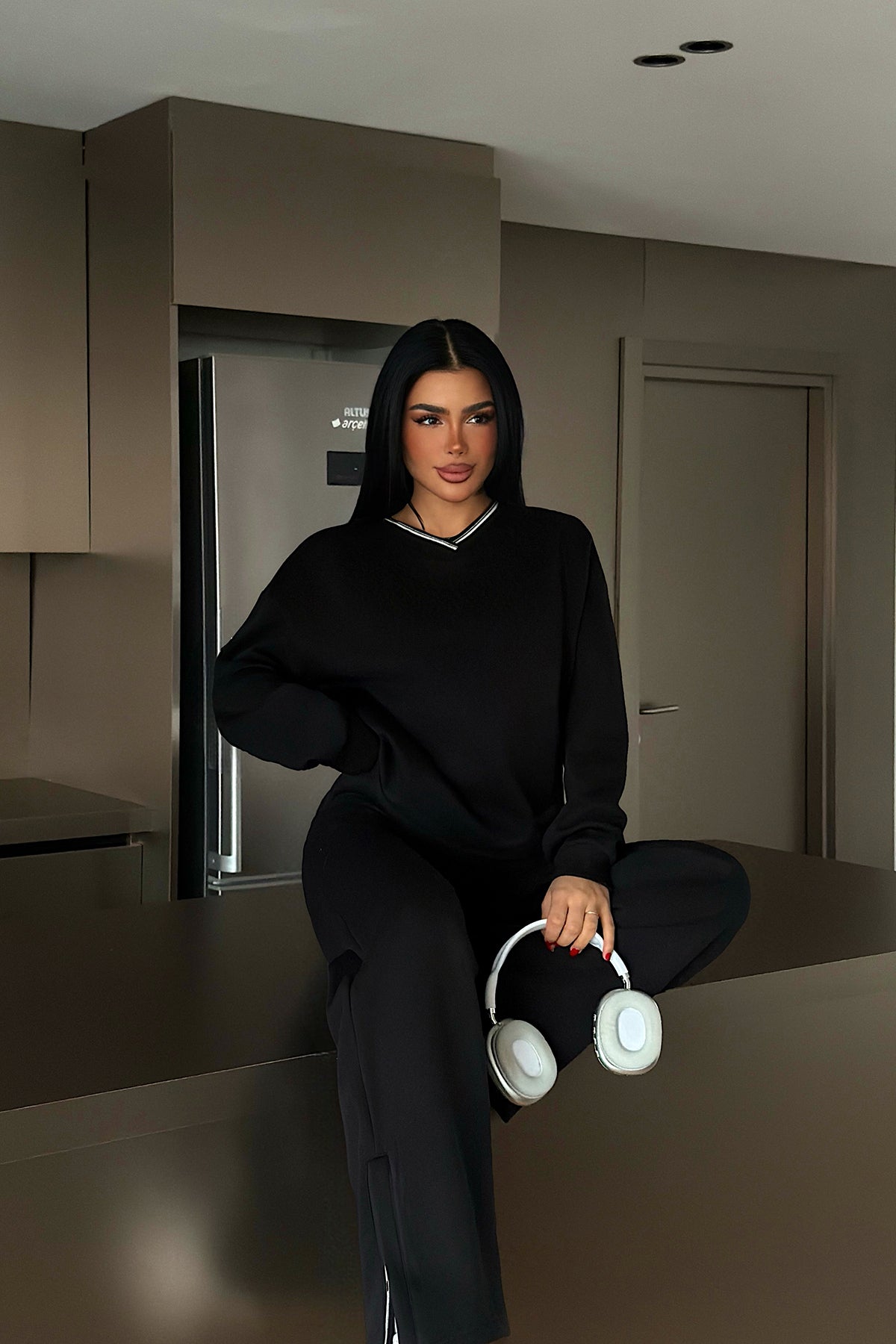 Siyah Kassel Eşofman Takımı ATE-4281