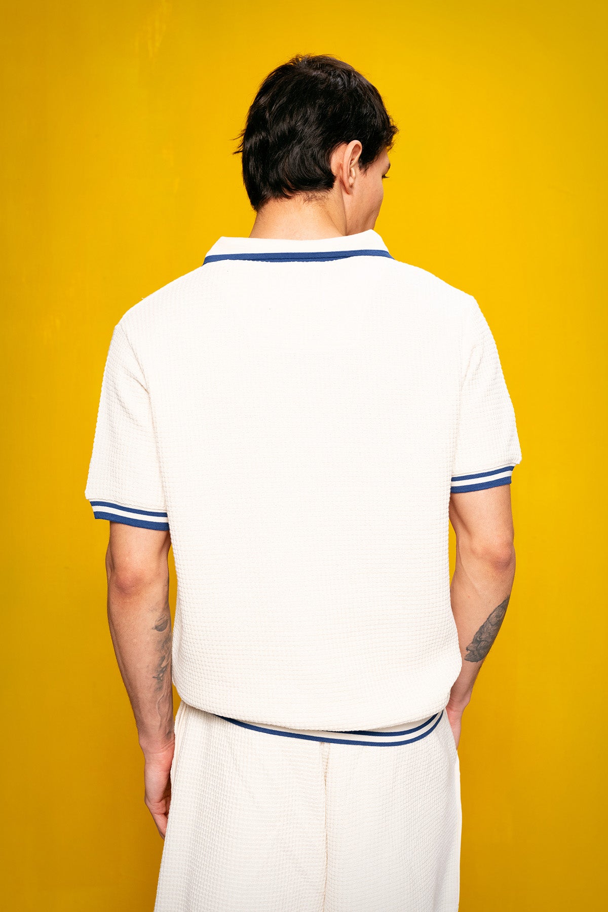 ARMALI POLO YAKA LACİVERT T-SHIRT - LACİVERT S
