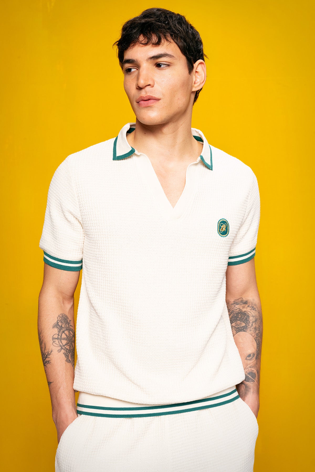 ARMALI POLO YAKA YEŞİL T-SHIRT