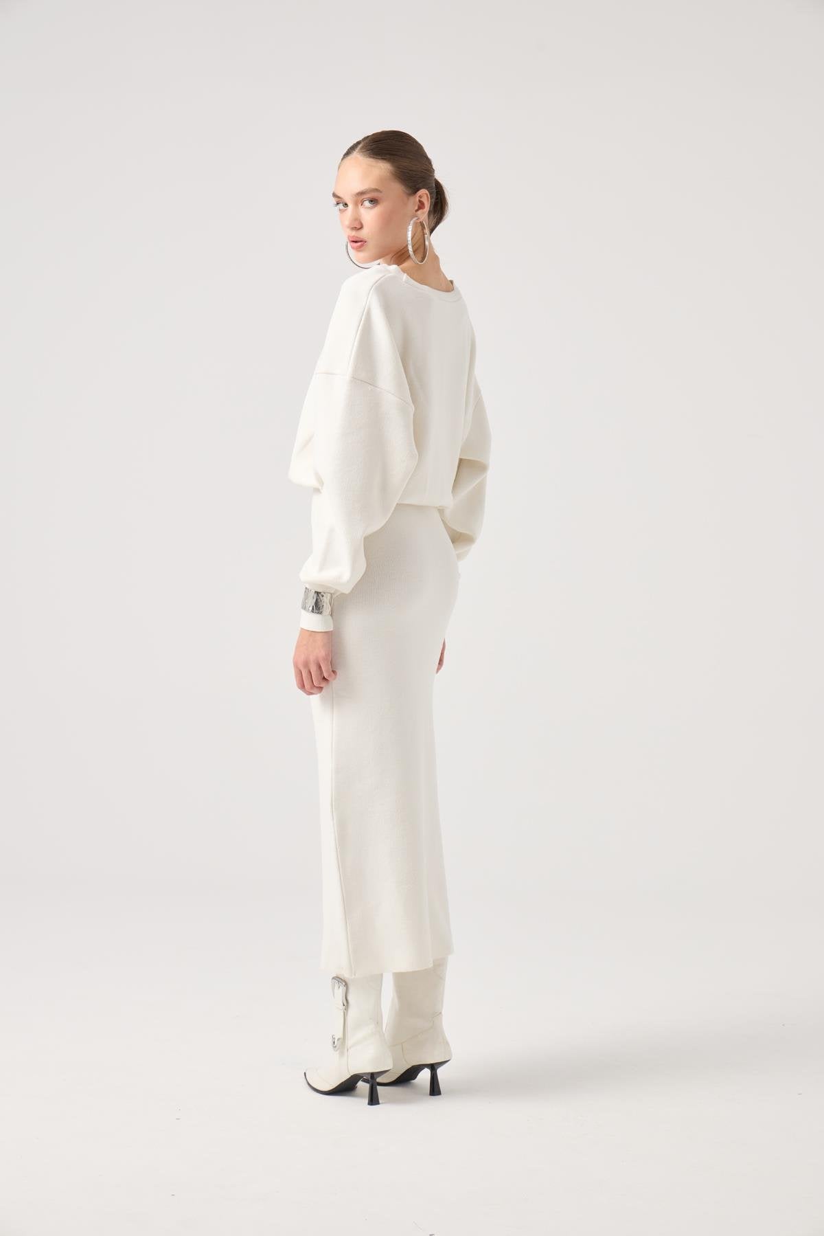 Jacey Triko Elbise Beyaz