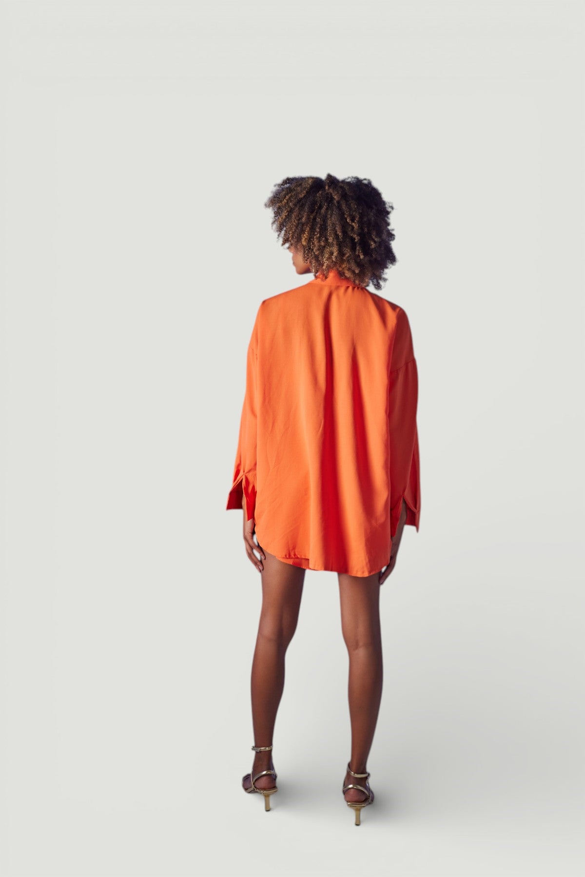 Oversize model düğme kapamalı Leti Gömlek Turuncu