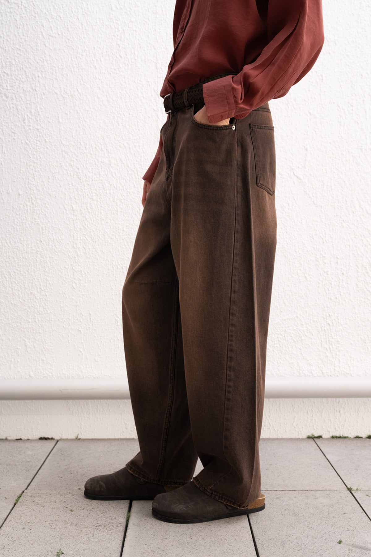 BAGGY FIT KAHVERENGİ JEAN - KAHVERENGİ S