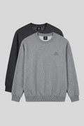 Basic Büyük Beden 2'li Paket Antrasit Melanj-Gri Melanj Erkek Sweatshirt - 88126