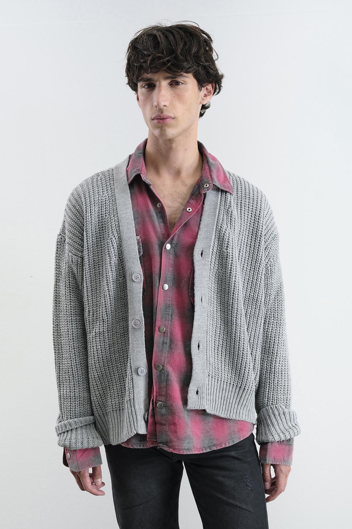 BASIC DOKULU GRİ HIRKA