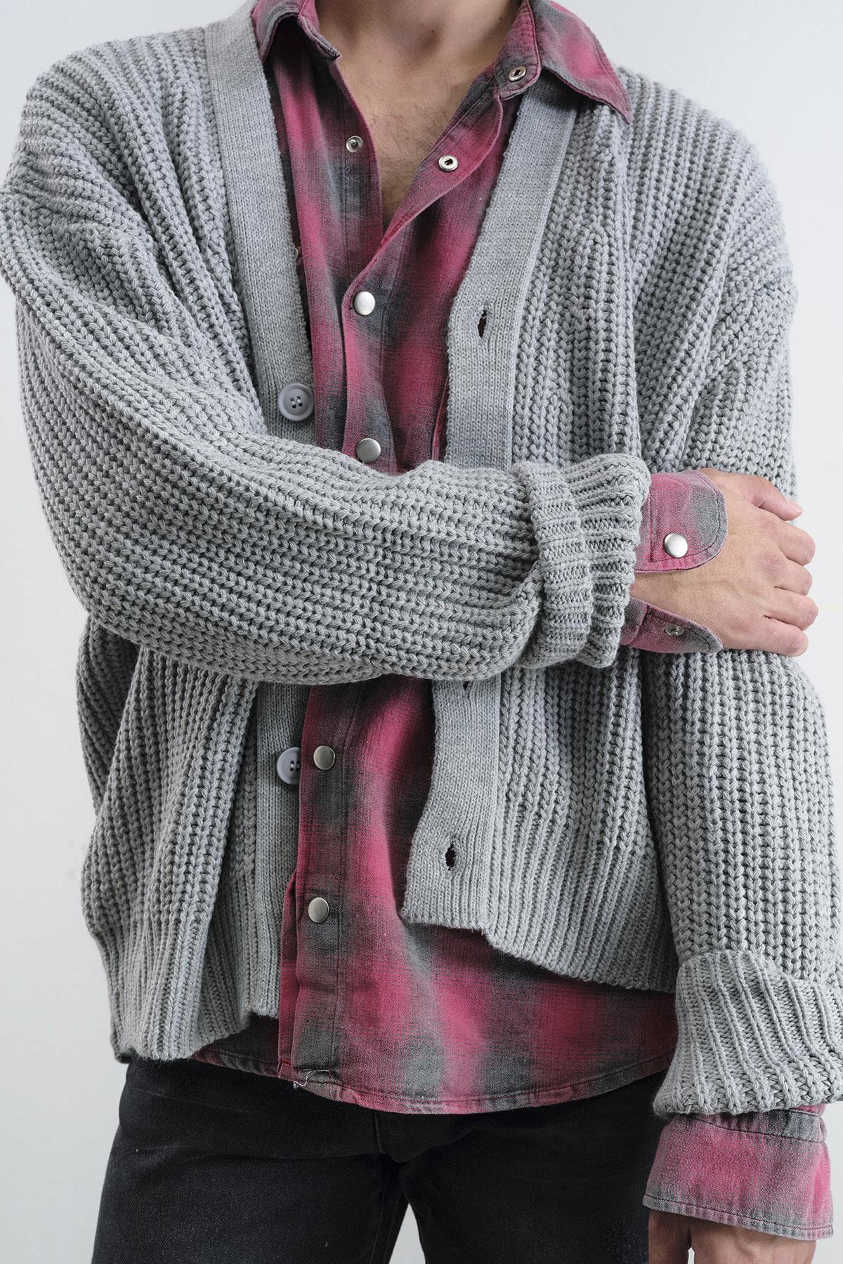 BASIC DOKULU GRİ HIRKA