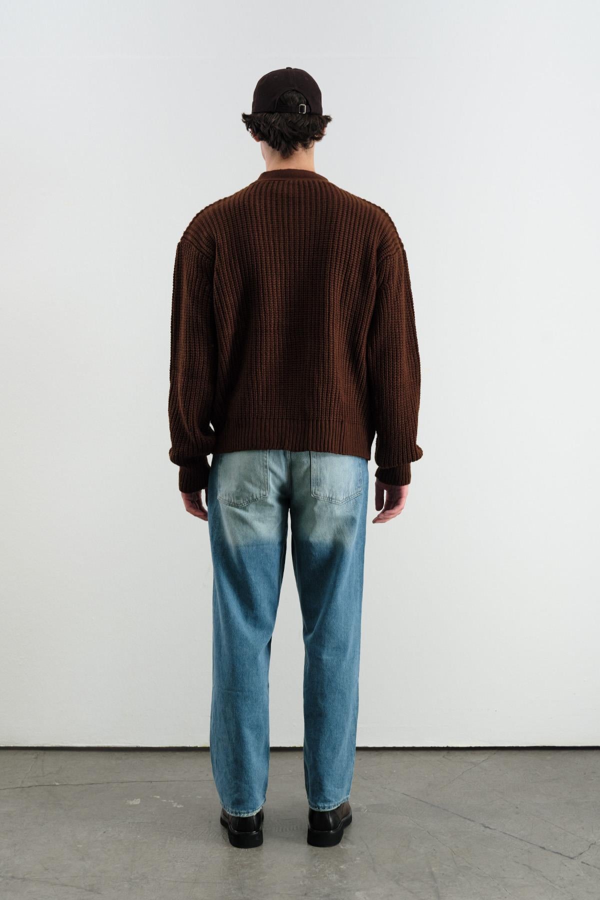 BASIC DOKULU KAHVERENGİ HIRKA