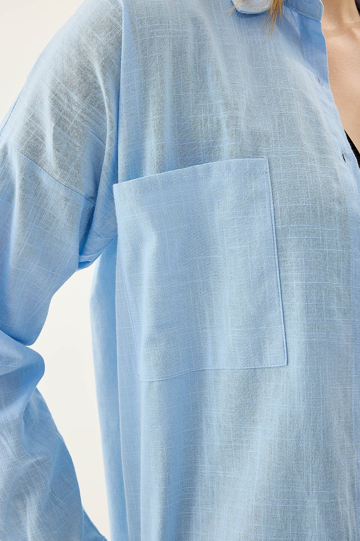 Basic Oversize Önden Cepli Gömlek