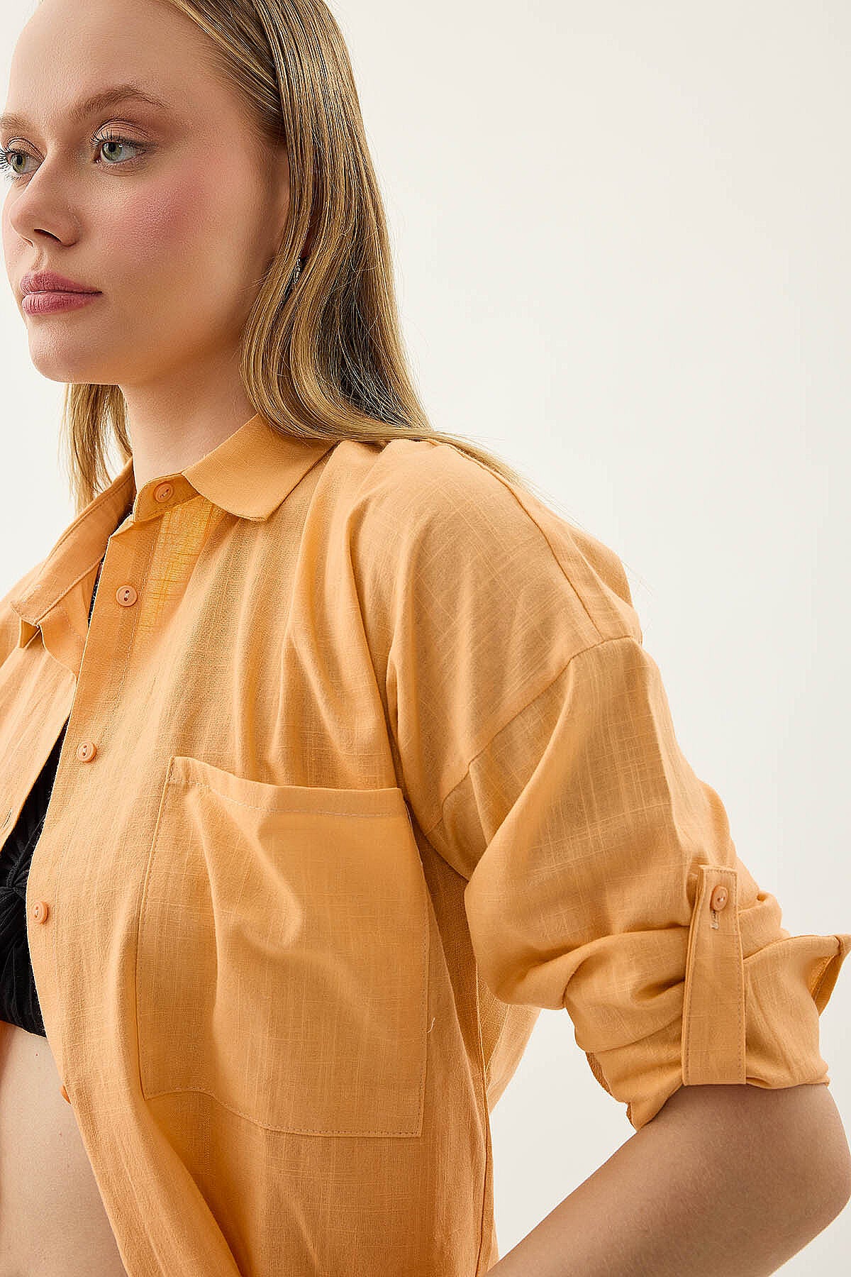 Basic Oversize Önden Cepli Gömlek