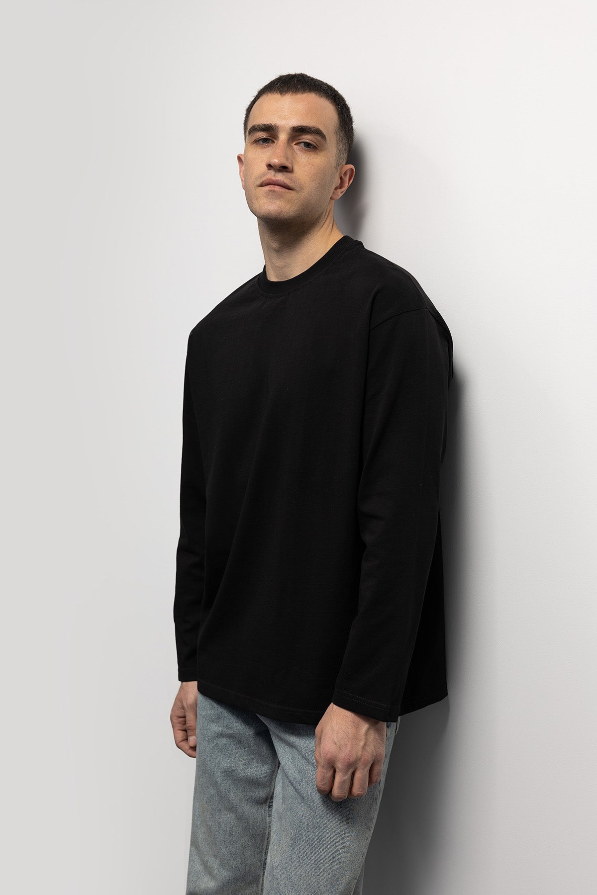 BASIC UZUN KOL T-SHIRT - SİYAH - SİYAH S