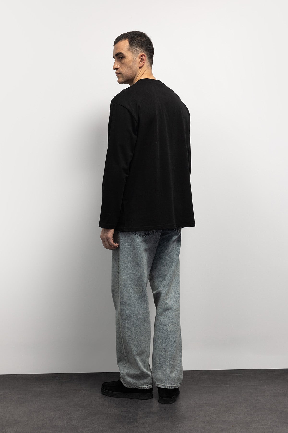 BASIC UZUN KOL T-SHIRT - SİYAH - SİYAH XL