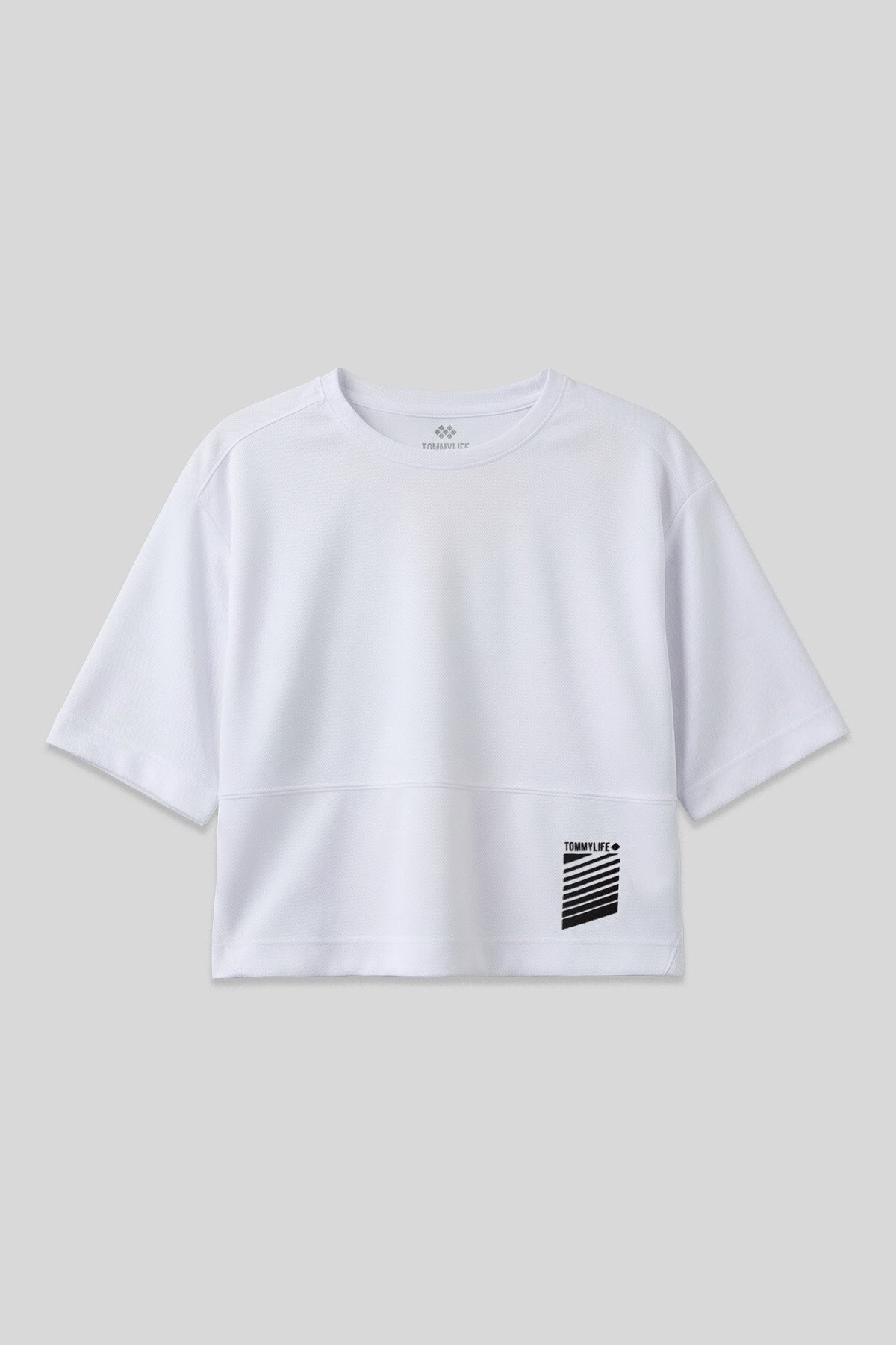 Beyaz Nefes Alan Dokulu İnce Esnek Oversize Fit Performans Kadın T-Shirt - 97284