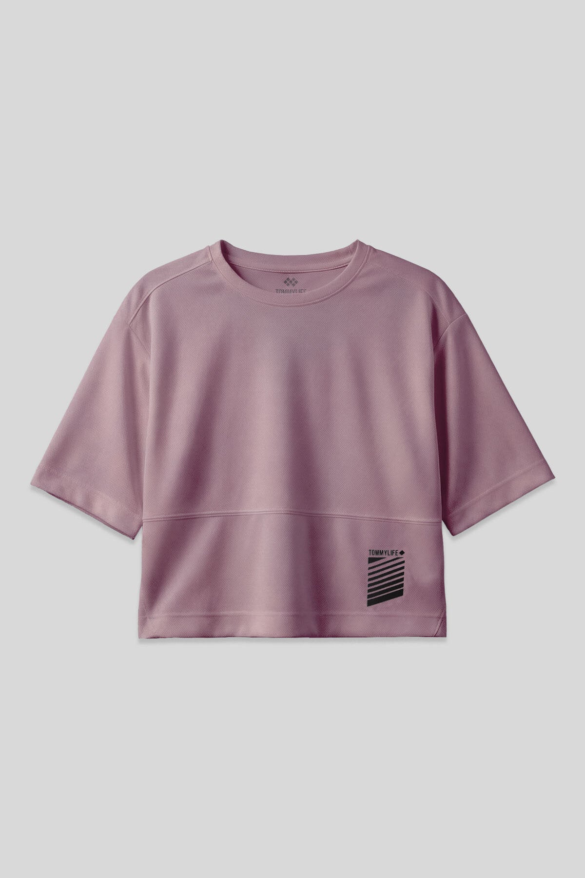 Gül Kurusu Nefes Alan Dokulu İnce Esnek Oversize Fit Performans Kadın T-Shirt - 97284