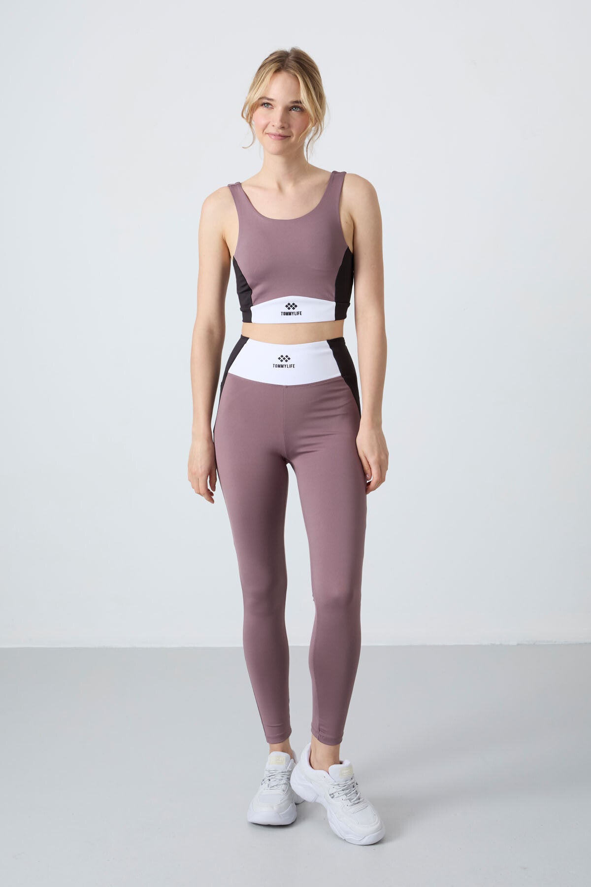 Gül Kurusu Esnek Standart Fit Performans Kadın Tayt Takım - 95334