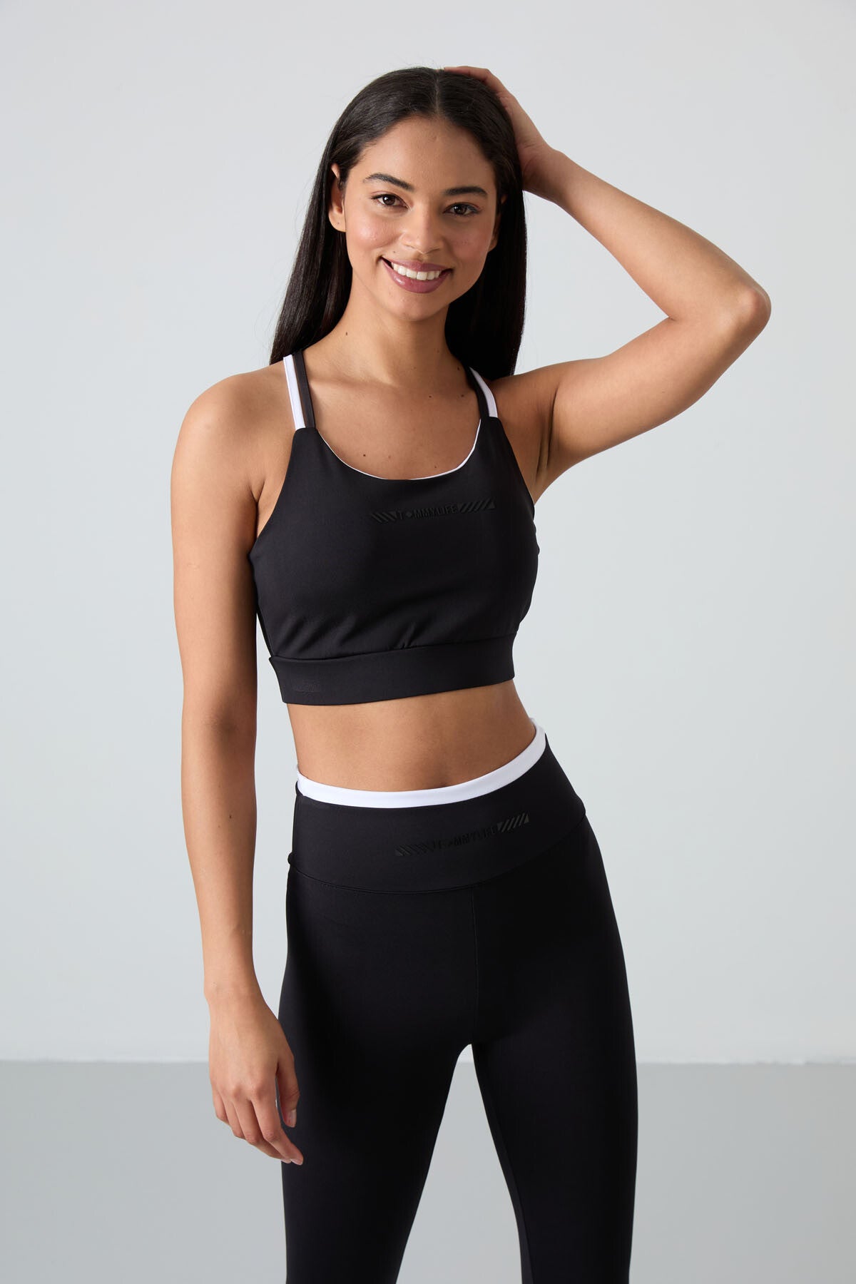 Siyah Esnek Standart Fit Performans Kadın Tayt Takım - 95333