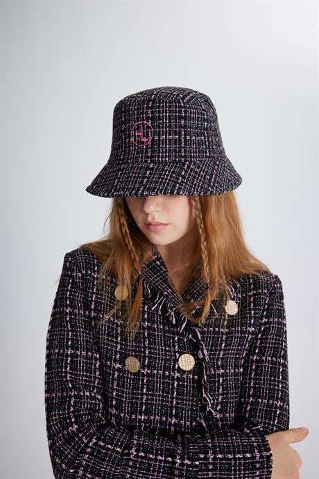Tweed Bucket Şapka Siyah