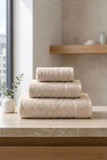 Be-0829St-Bg  %100 Pamuk Bej 3 Lü Set, 30X50 Cm, 50X90 Cm, 70X140 Cm Havlu Seti