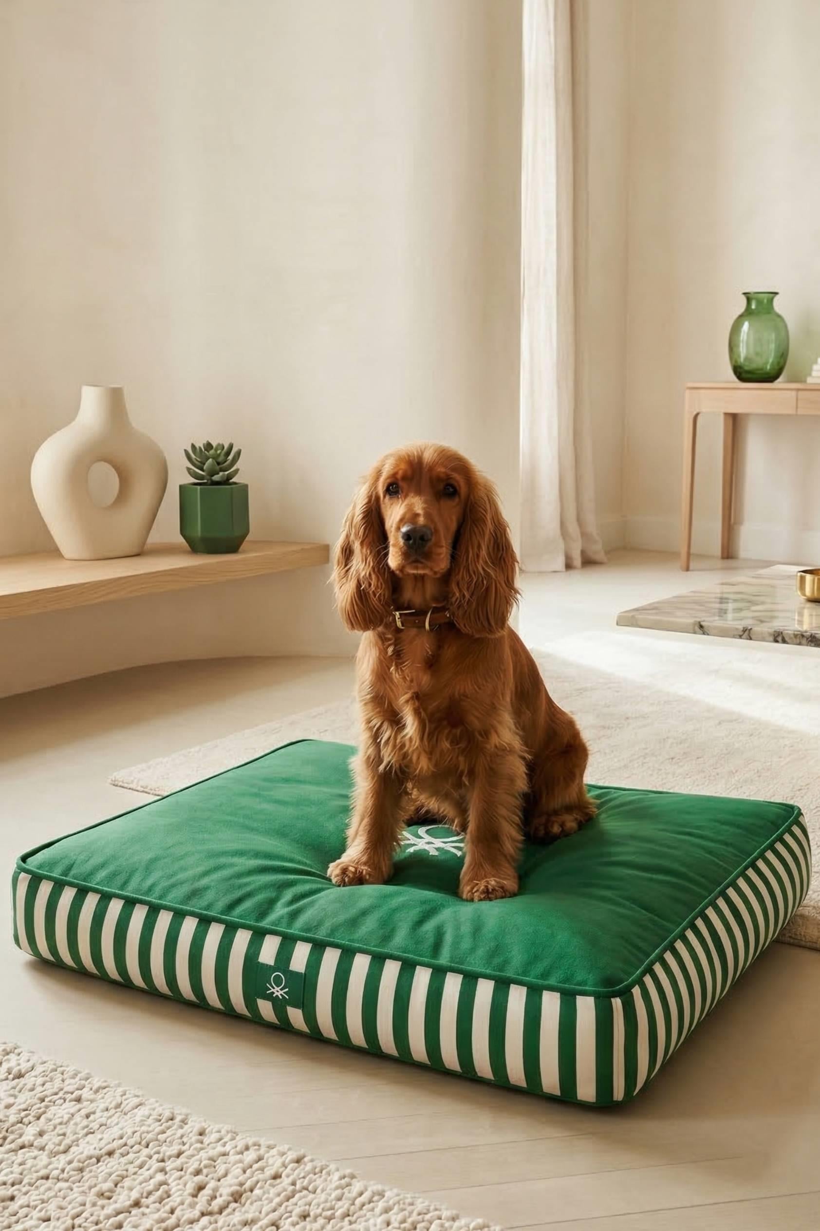 BE-1436 Kedi & Köpek Yatağı YEŞİL ÇİZGİLİ 80 x 65 cm