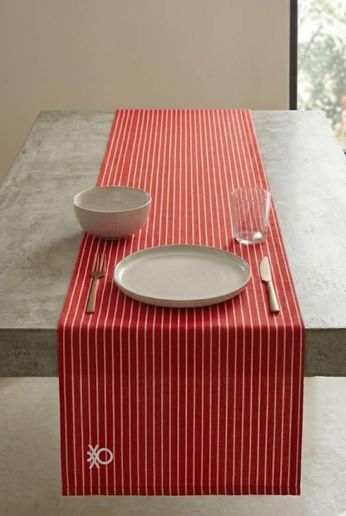 Be-28458-Rd  %100 Pamuk Kırmızı Çizgili  40*140 Cm Runner