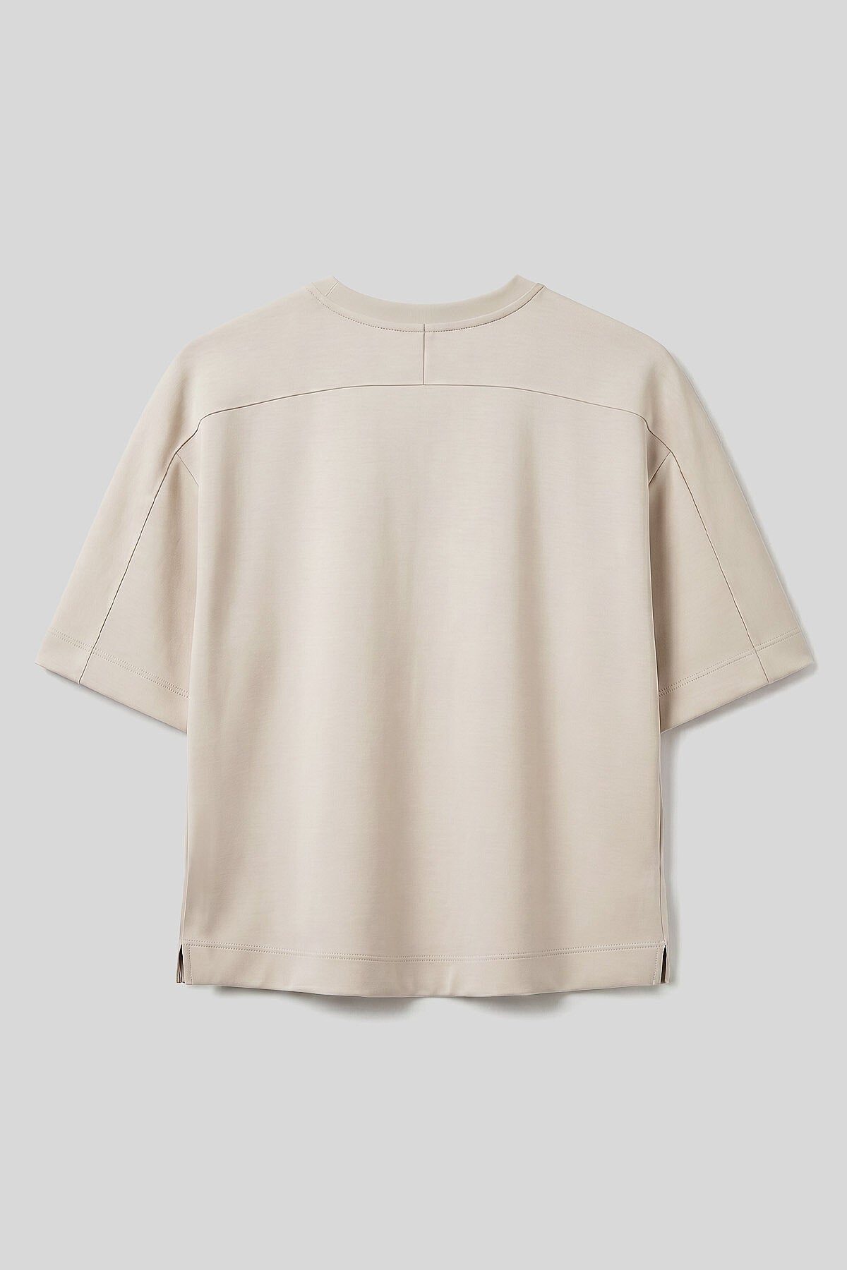 Bej O Yaka Oversize Kısa Kollu Kadın T-Shirt - 97316
