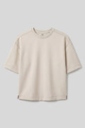 Beige O-Neck Oversize Short Sleeve Women's T-Shirt - 97316