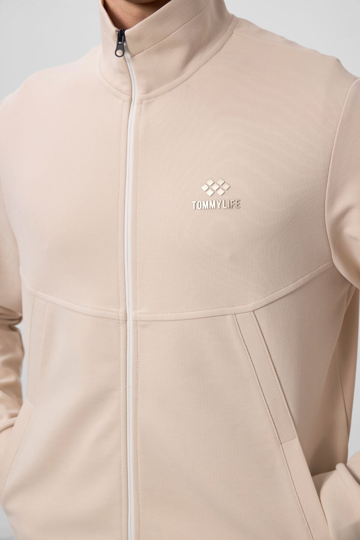 Bej Yüzeyi Dokulu Rahat Form Erkek Eşofman Takım - 85273