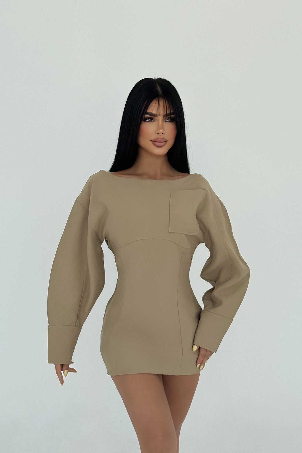 Bej Micah Mini Elbise ATE-2060