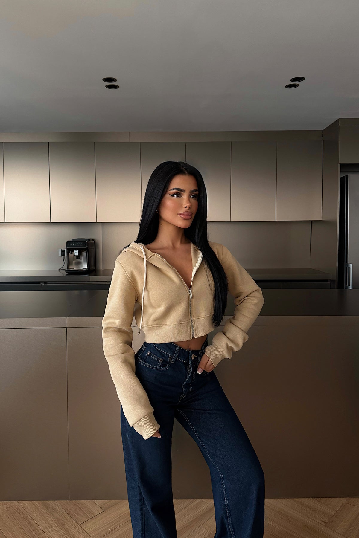 Bej Caiden Crop Hırka ATE-4858