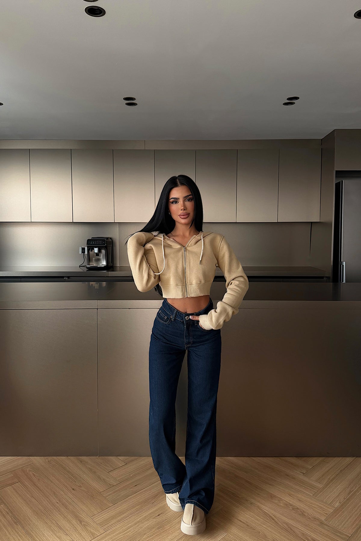 Bej Caiden Crop Hırka ATE-4858